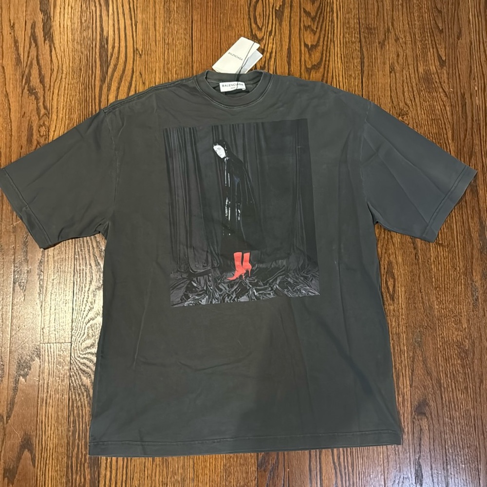 BALENCIAGA Dark grey graphic t-shirt